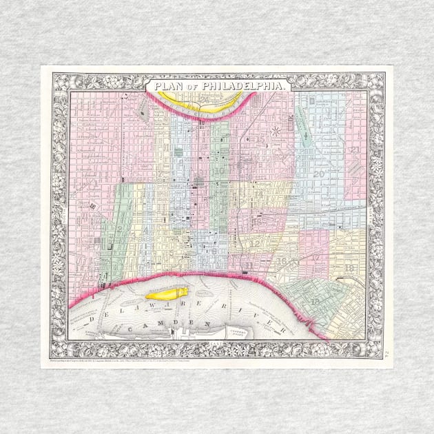 Vintage Map of Philadelphia Pennsylvania (1860) by Bravuramedia